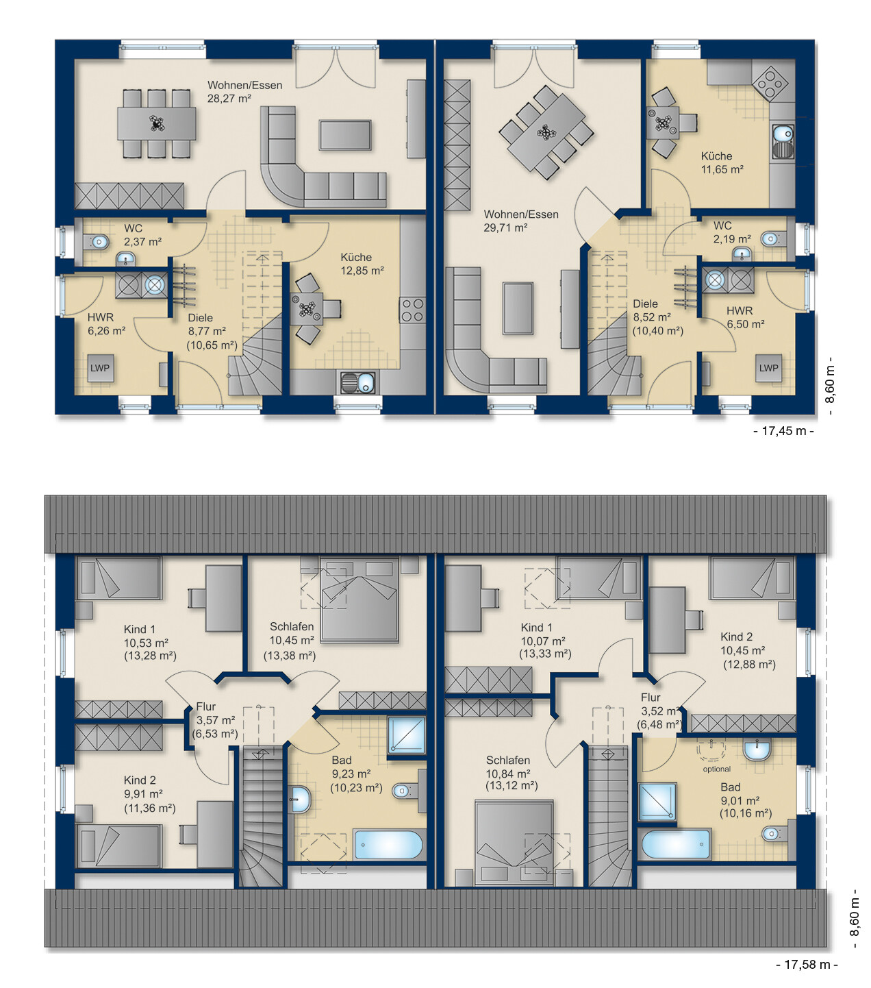 Grundriss Doppelhaus 120