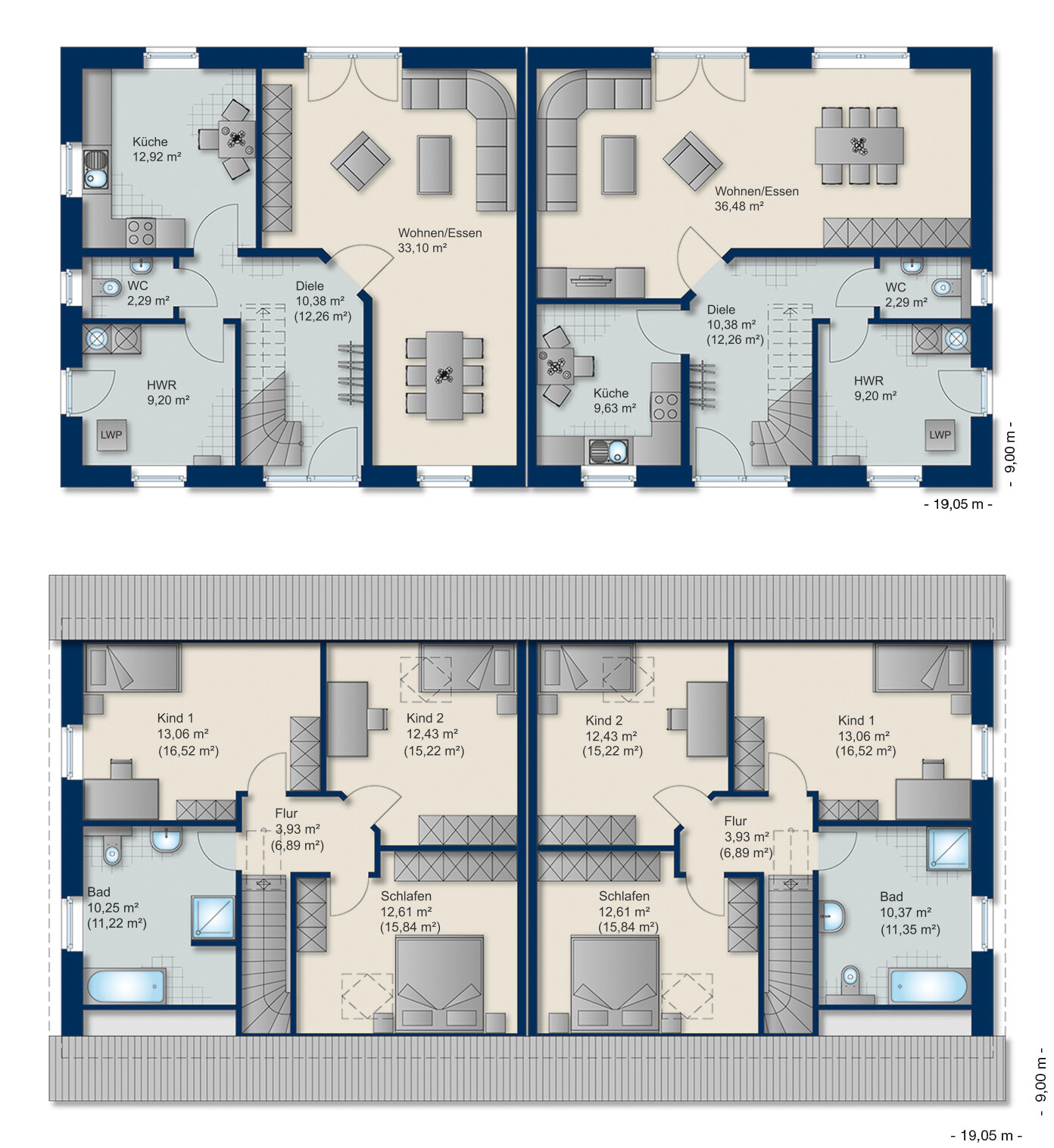 Grundriss Doppelhaus 140-1