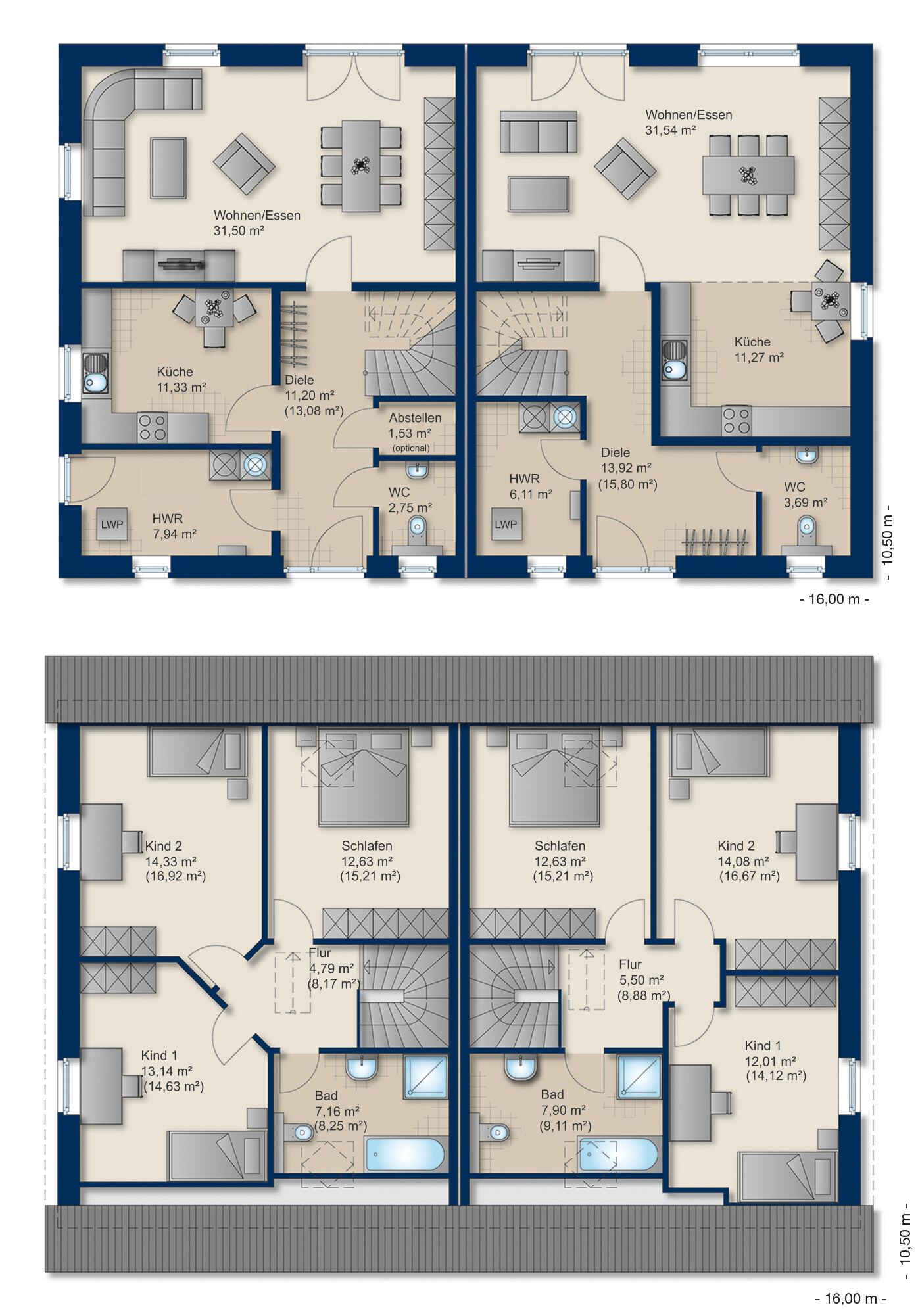 Grundriss Doppelhaus 140-2