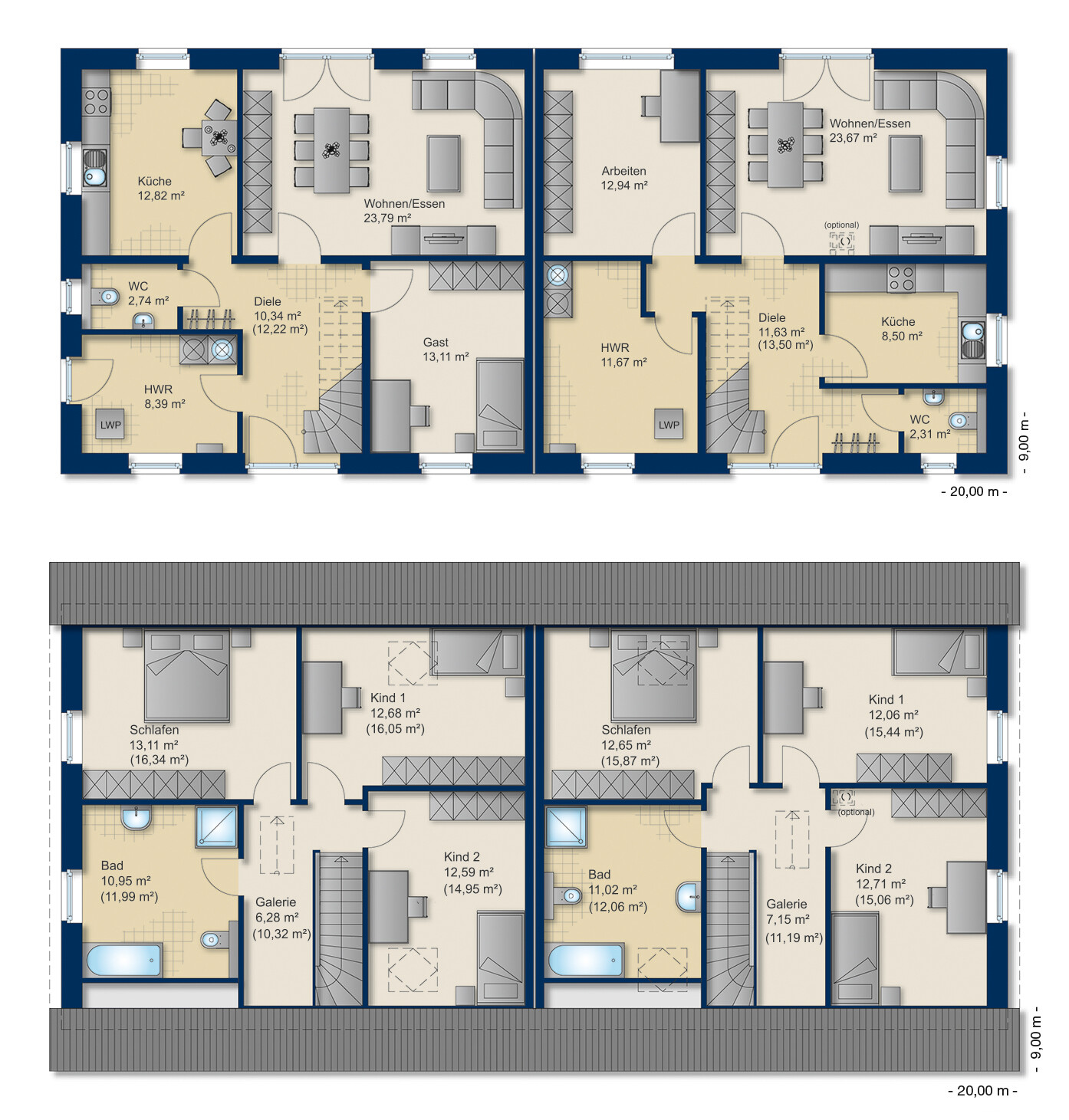Grundriss Doppelhaus 150