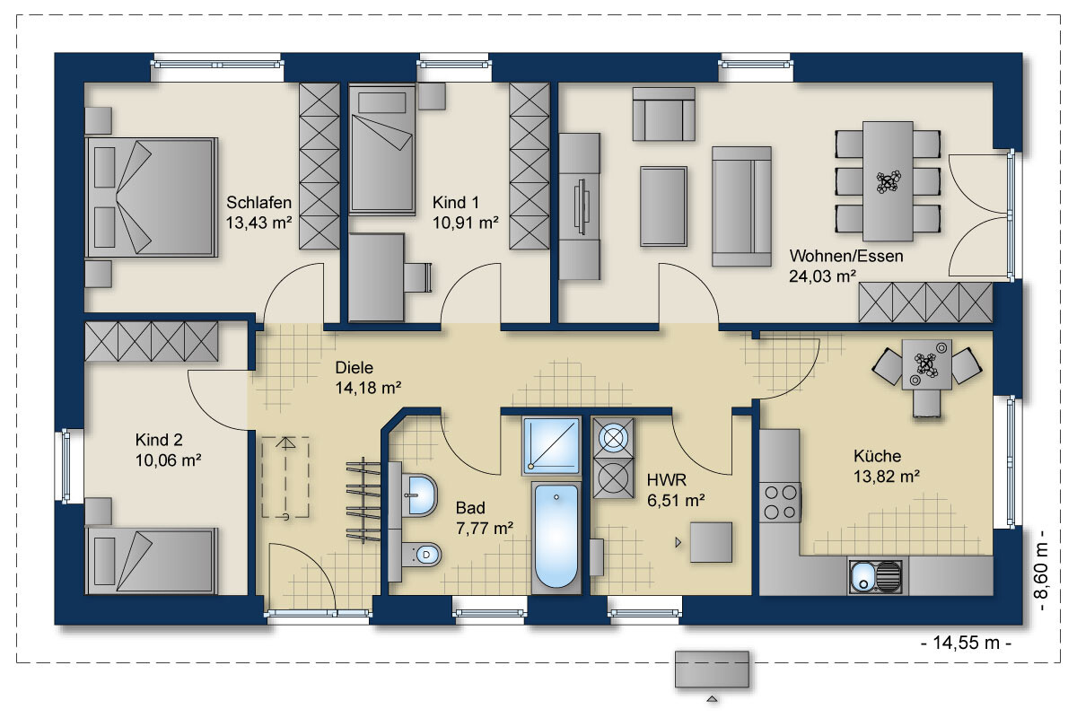 Grundriss Bungalow 100-1