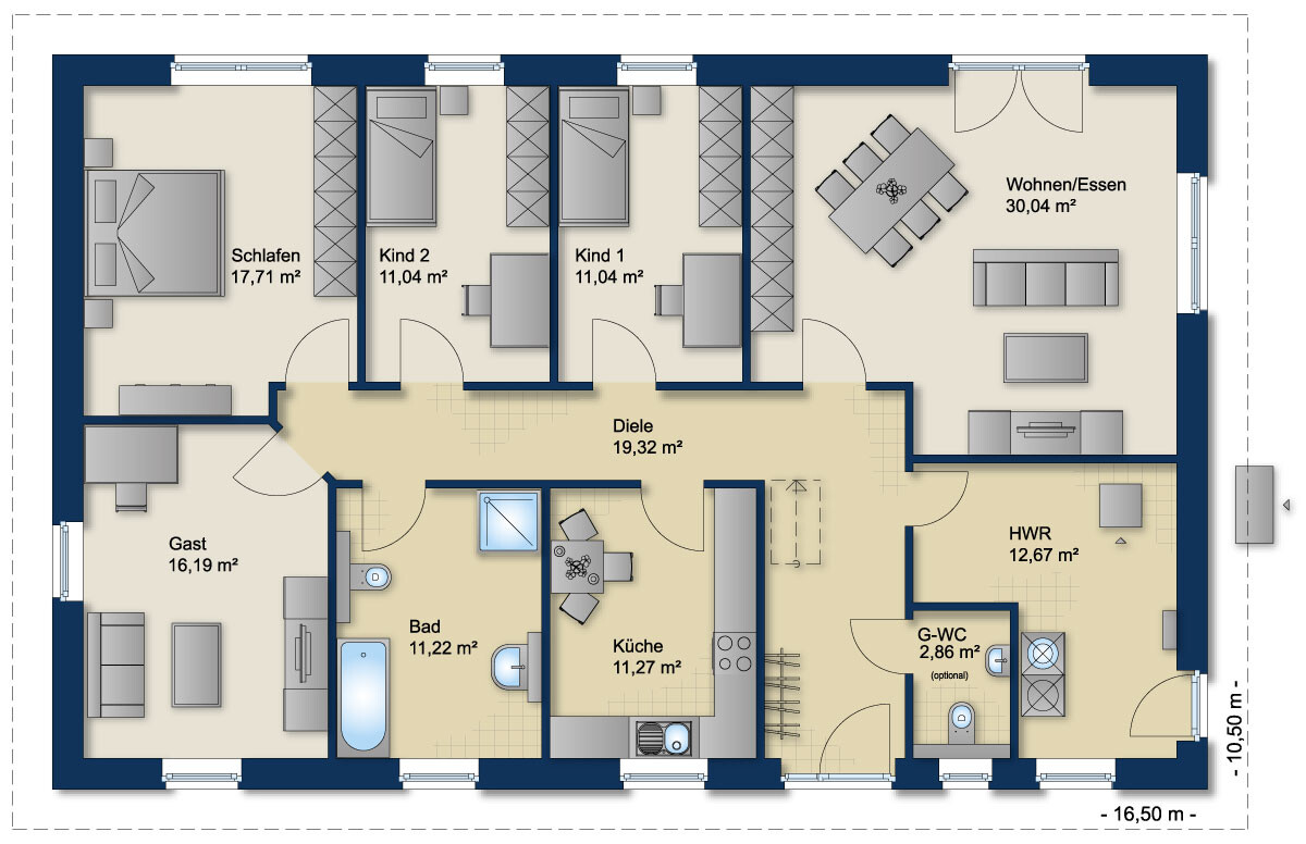 Grundriss Bungalow 145