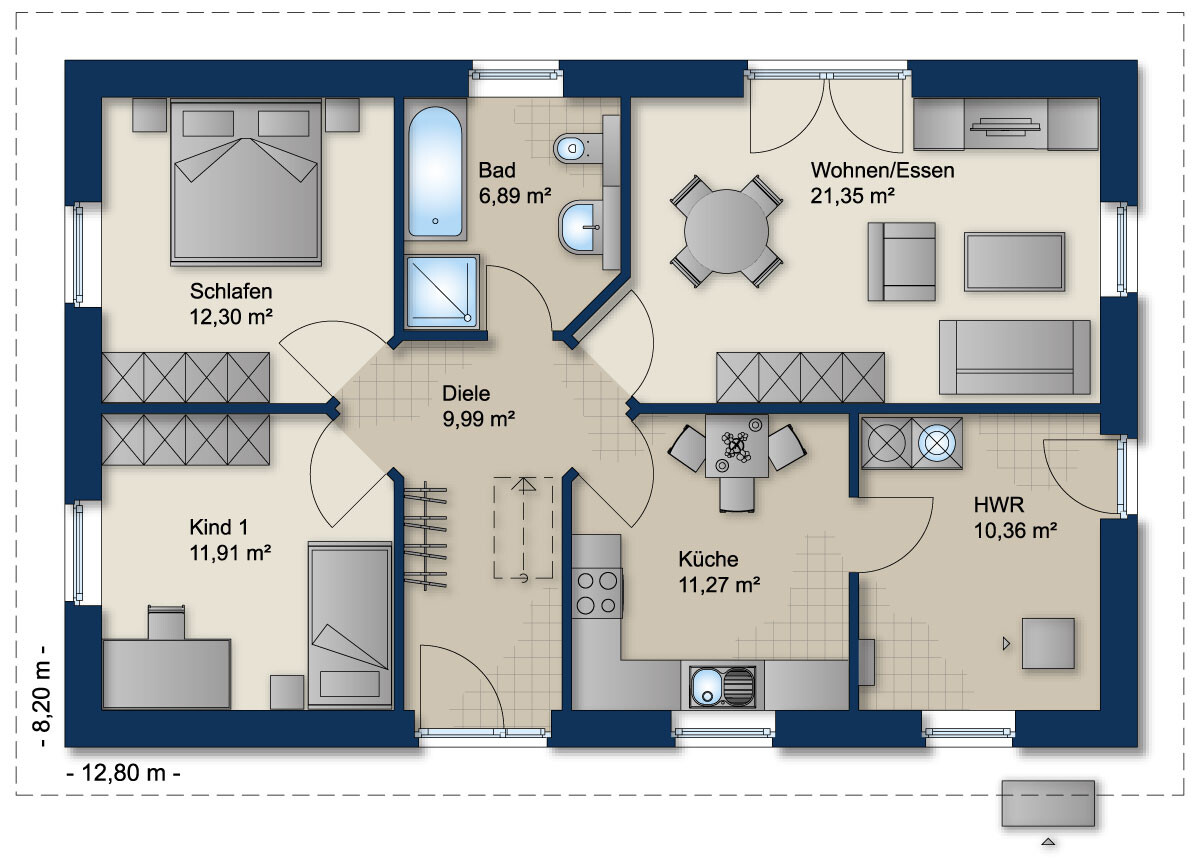 Grundriss Bungalow 85
